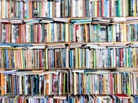 biblioteczka, półki pełne książek